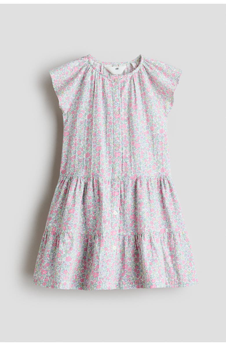 H&M Tiered seersucker dress, Alternate, color, White/Pink Floral