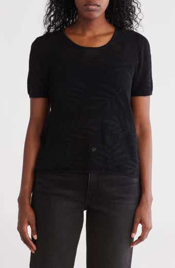 Daniel Rainn Cotton Jacquard Short Sleeve Sweater