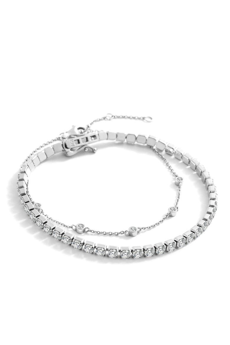 Bezel Set Bracelet and Tennis Bracelet Bundle, Main, color, Silver