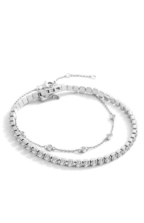 Bezel Set Bracelet and Tennis Bracelet Bundle