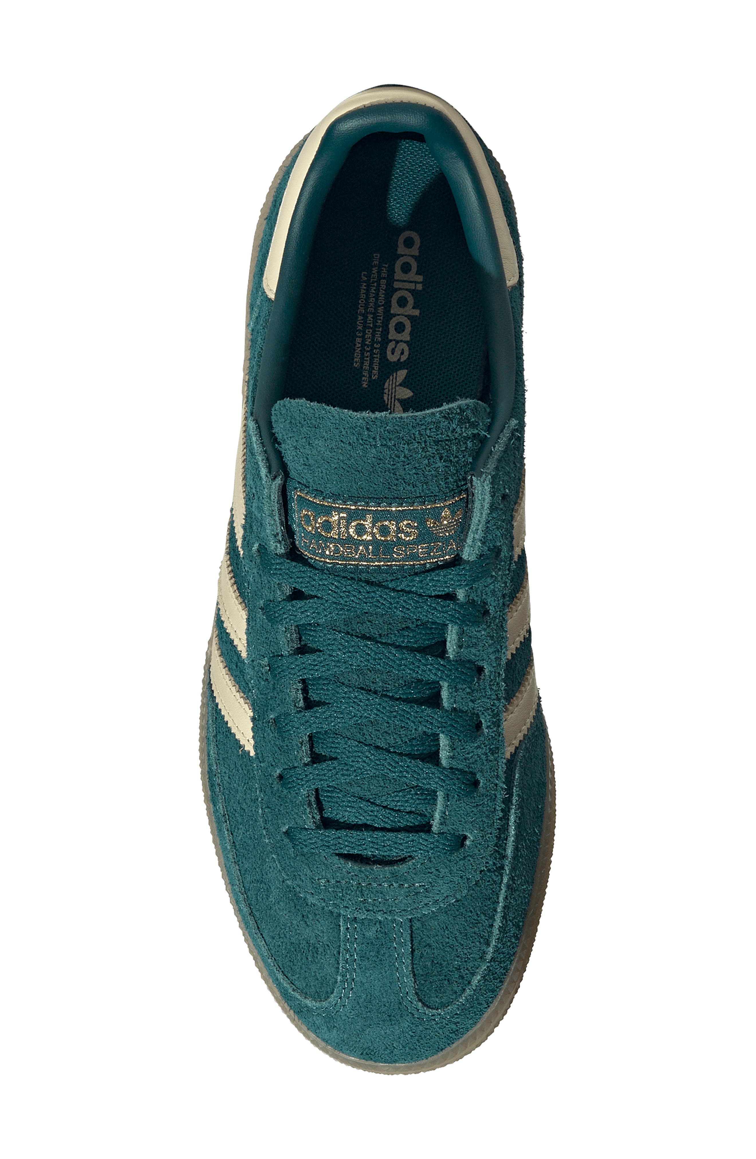 adidas Handball Spezial Sneaker, Alternate, color, Rich Green/ Vanilla/ Gold
