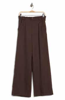 Waist Tab Pleated Front Wide Leg Pants