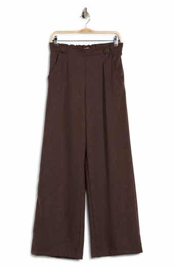 Waist Tab Pleated Front Wide Leg Pants