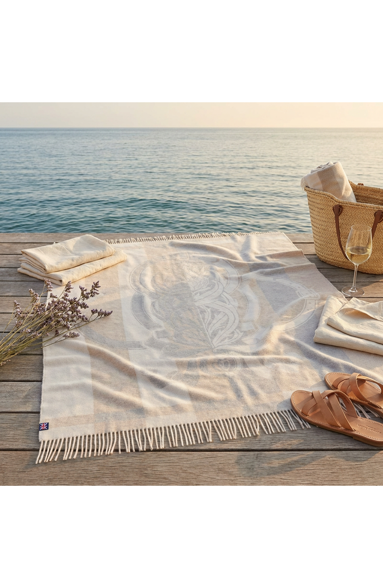 Prince of Scots Thistle Reign Reversible Throw, Alternate, color, Beige