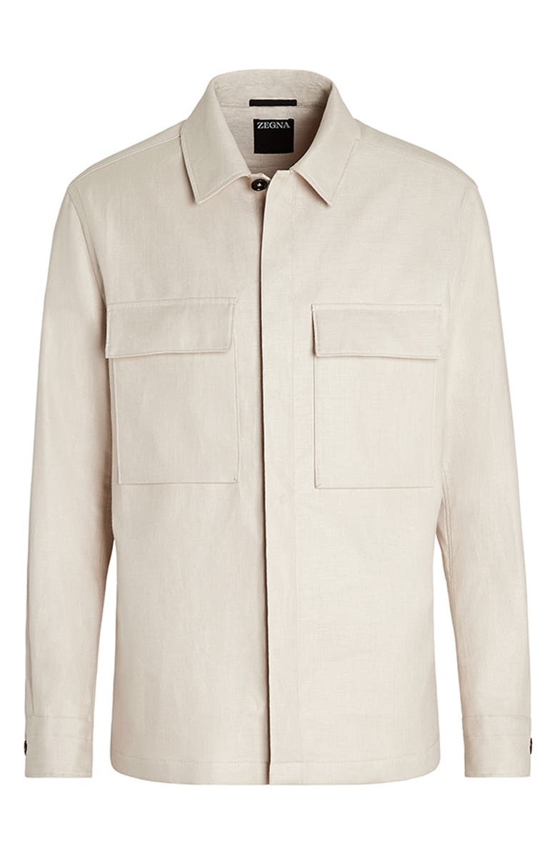 ZEGNA Double Layer Linen Twill Overshirt, Alternate, color, 