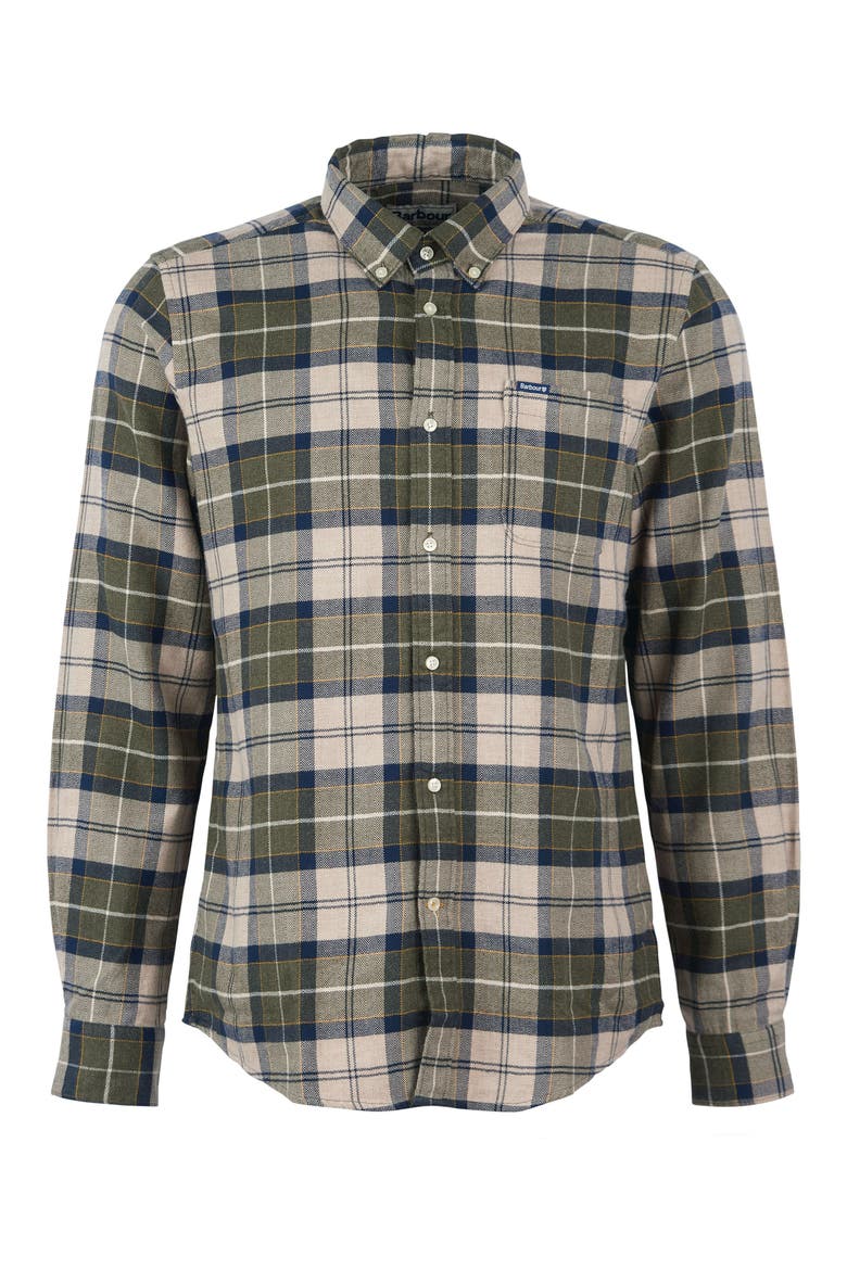 Kyeloch Tailored Fit Plaid Cotton Button-Down Shirt, Alternate, color, FOREST MIST
