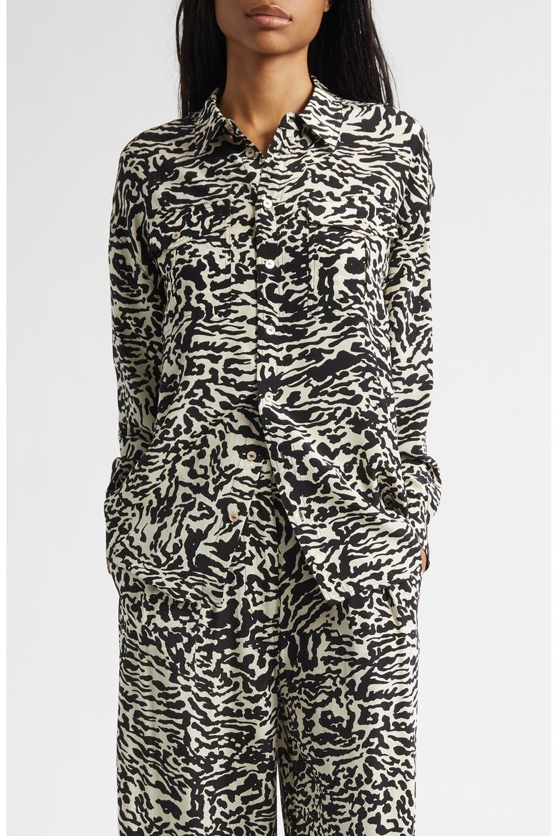 Soren Silk Button-Up Shirt, Main, color, SPOTTED JASPER