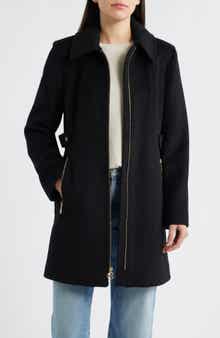 Michael Kors Front Zip Wool Blend Coat