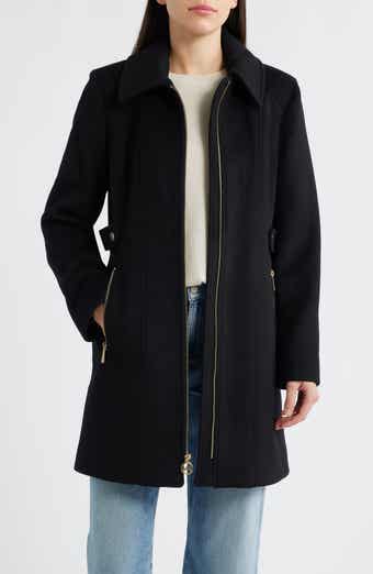 Michael Kors Front Zip Wool Blend Coat