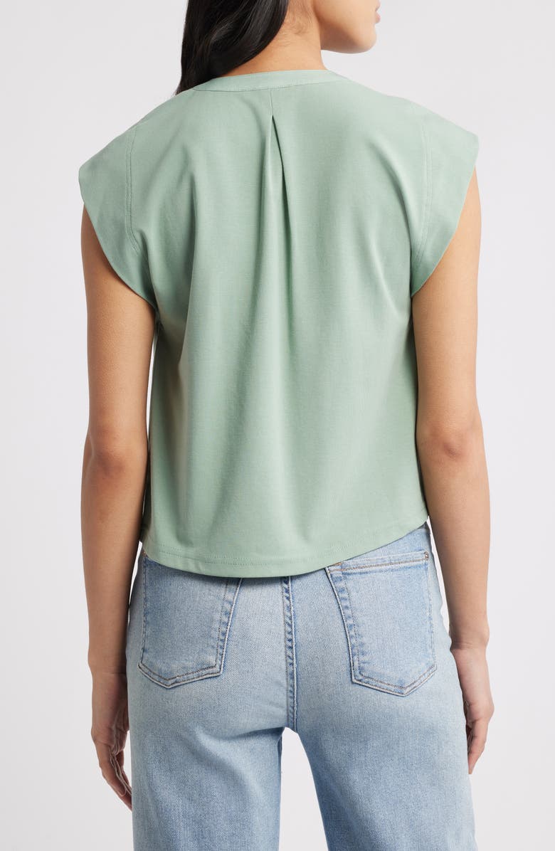 Wit & Wisdom Embellished Cap Sleeve Button-Up Shirt, Alternate, color, Vintage Jade