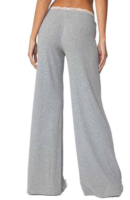 EDIKTED EDIKTED PEEKABOO LACE TRIM KNIT WIDE LEG PANTS 