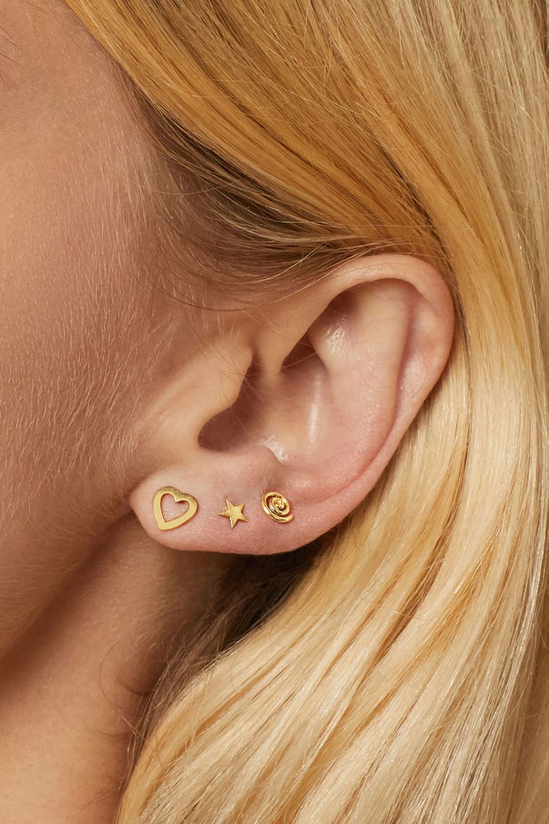 10K Gold Starry Night Stud Earrings, Alternate, color, Yellow Gold
