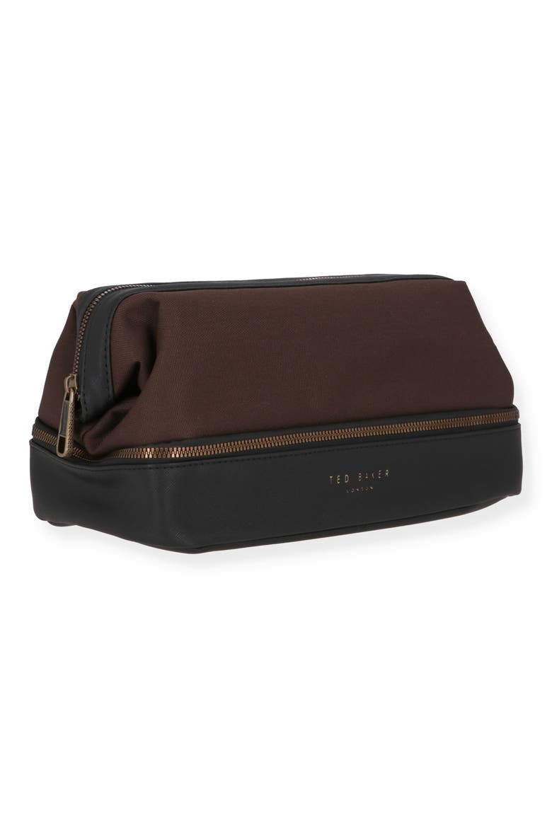 Faux Leather Toiletry Bag, Alternate, color, CHOCOLATE