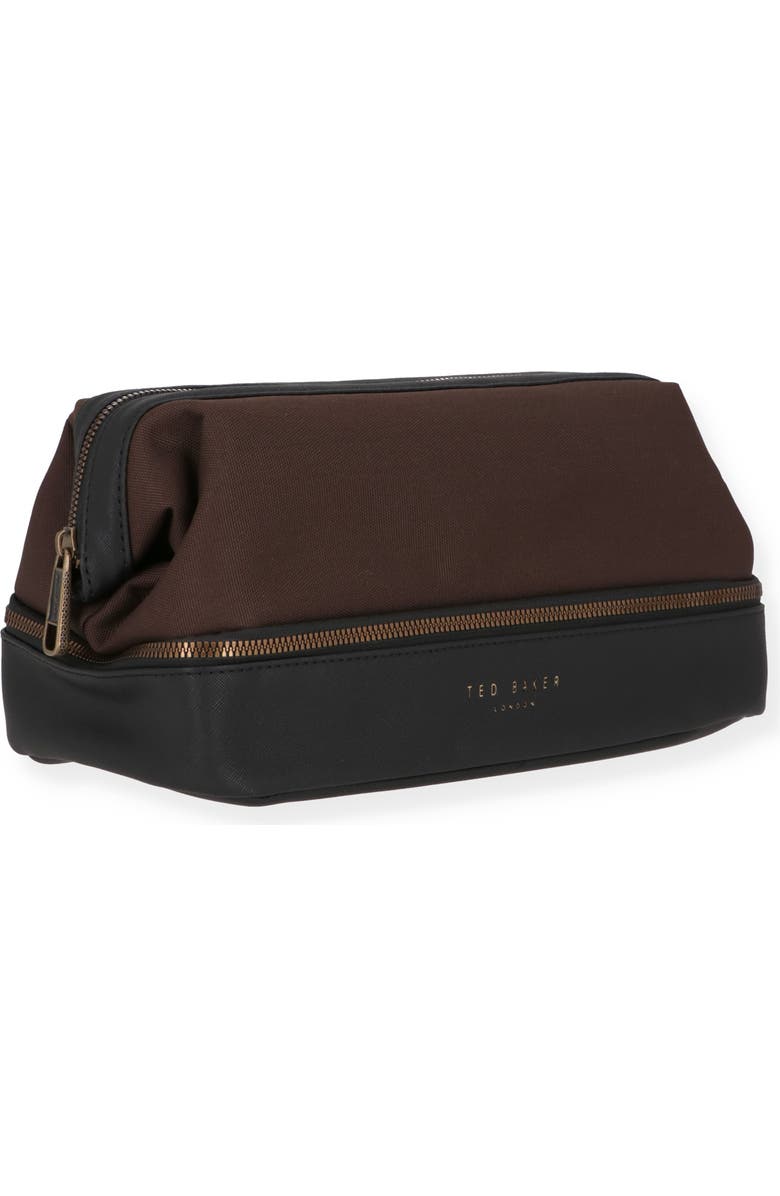 Ted Baker Faux Leather Toiletry Bag, Alternate, color, Chocolate