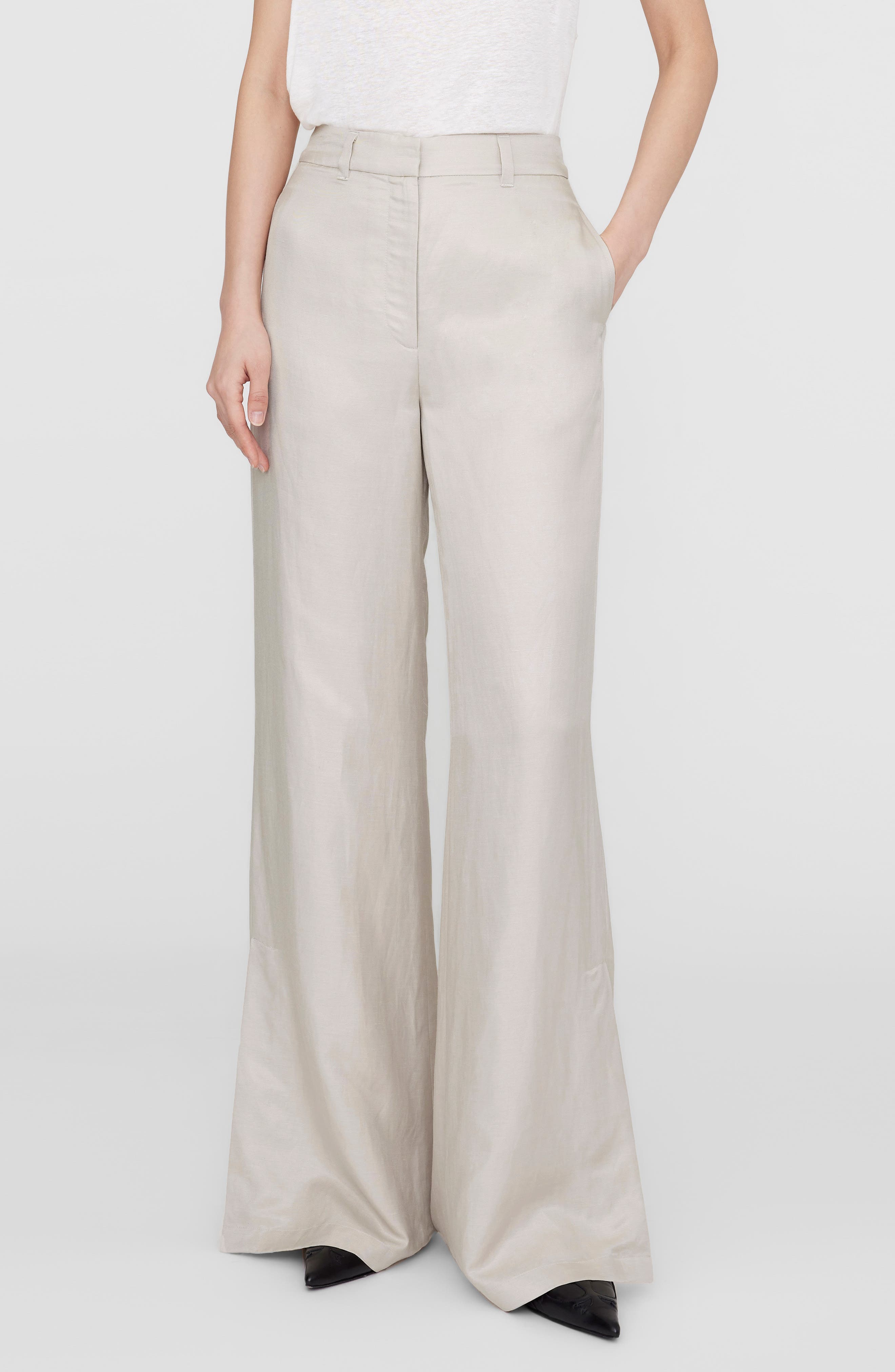 Lyra Wide Leg Linen Blend Trouser