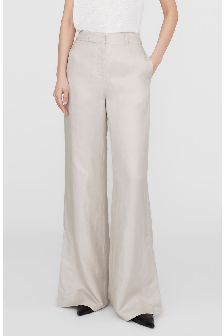 Lyra Wide Leg Linen Blend Trouser, Main, color, DOVE LINEN BLEND