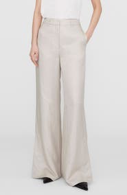 ANINE BING Lyra Wide Leg Linen Blend Trouser