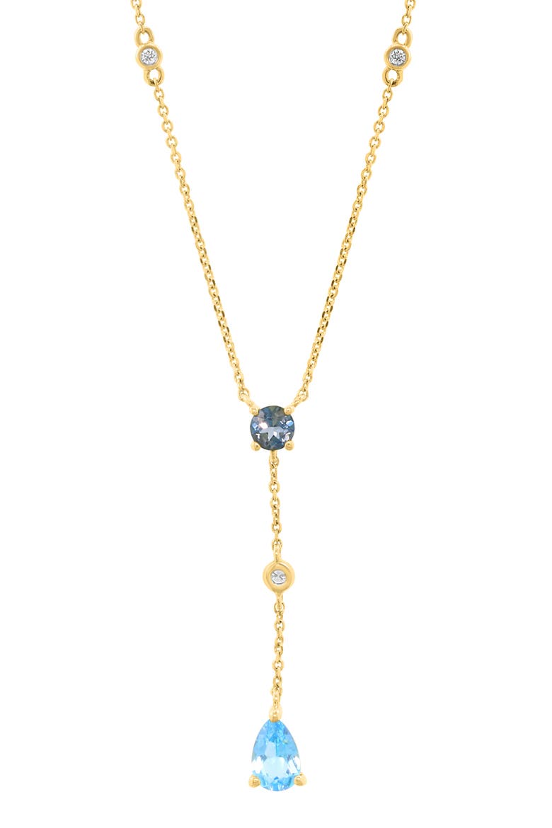 Blue Topaz, London Blue Topaz & Diamond Y-Necklace, Main, color, BLUE
