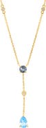 EFFY Blue Topaz, London Blue Topaz & Diamond Y-Necklace