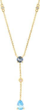 EFFY Blue Topaz, London Blue Topaz & Diamond Y-Necklace