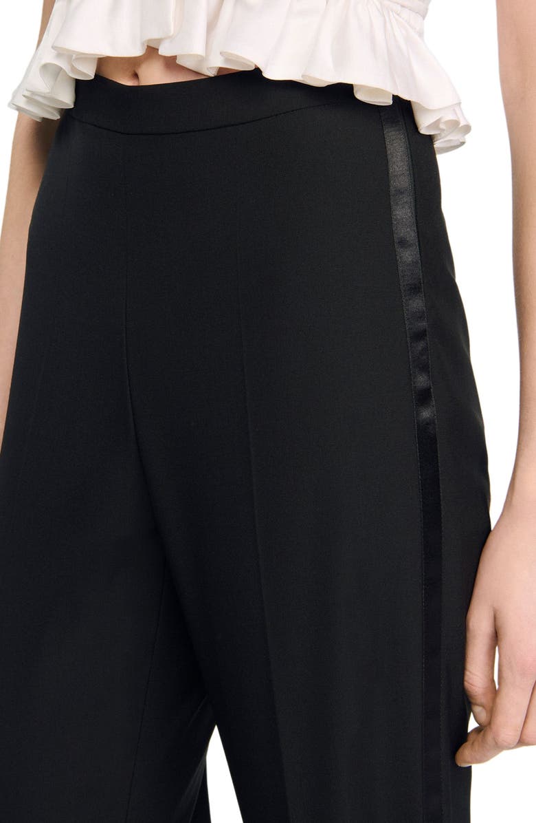 SANDRO Satin stripe suit trousers, Alternate, color, Black
