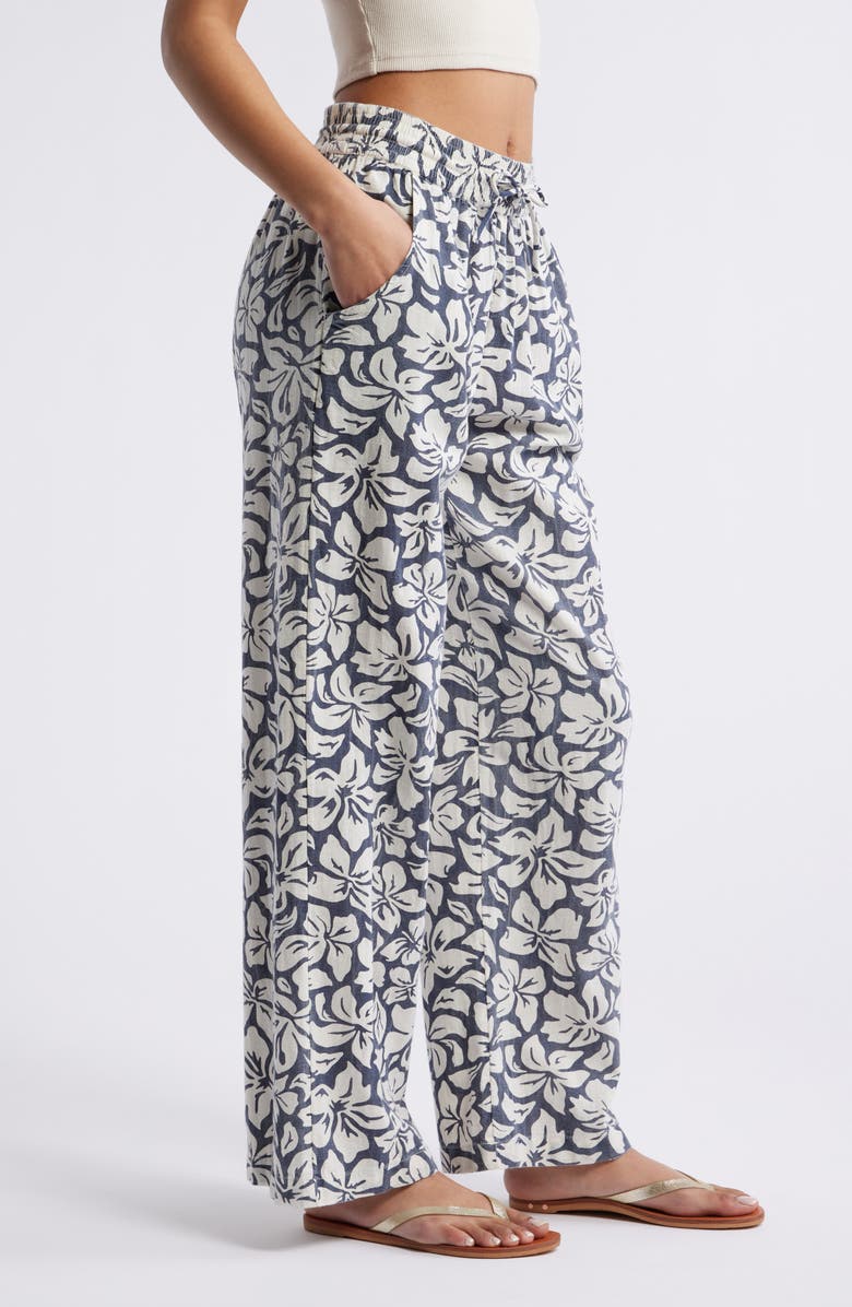 Rip Curl Las Dalias Floral Cotton & Linen Drawstring Pants, Alternate, color,