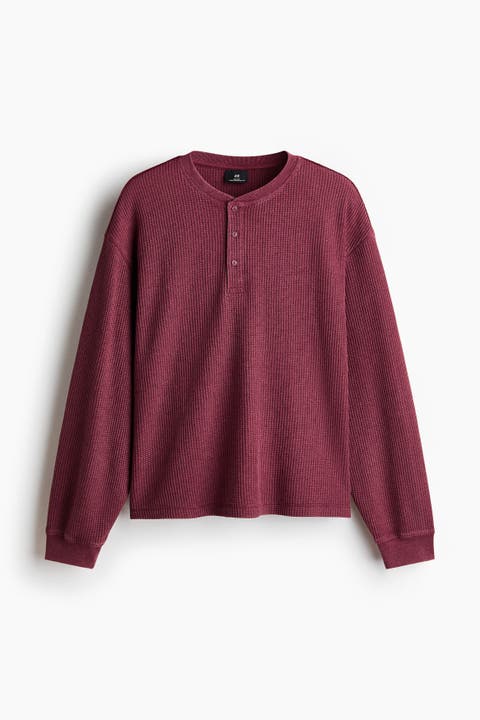 Regular-fit Waffled Henley Shirt