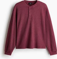 H&M Regular-fit Waffled Henley Shirt