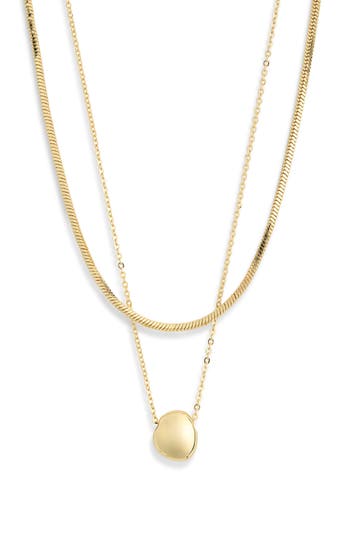 Nordstrom Rack Set Of 2 Demi Fine Chain Pendant Necklaces In Gold