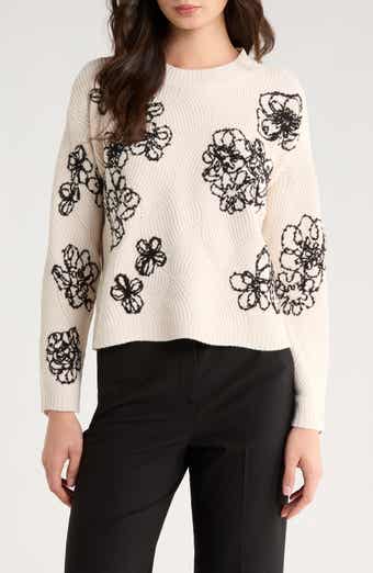 Vince Camuto Embroidered Crewneck Sweater