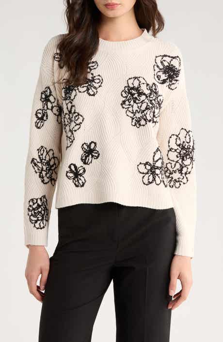 Vince Camuto Embroidered Crewneck Sweater