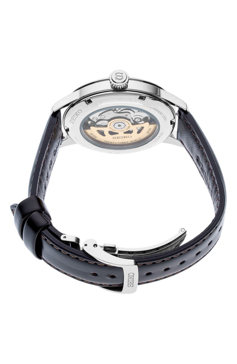 SEIKO WATCHES Presage Automatic Leather Strap Watch, 40.5mm, Alternate, color, 