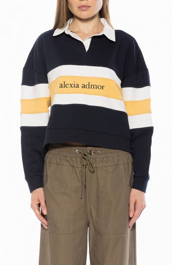 Alexia Admor Lucian Branded Rugby Polo Sweatshirt In Multi