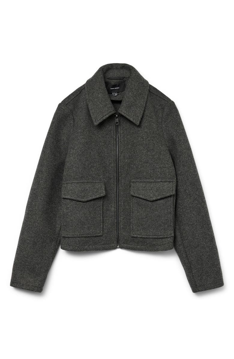 VERO MODA Safir Utility Pocket Shirt Jacket, Alternate, color, Dark Grey Melange