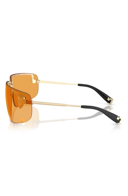 Tory Burch 75mm Semi Rimless Pillow Sunglasses In Shiny Light Gold/orange