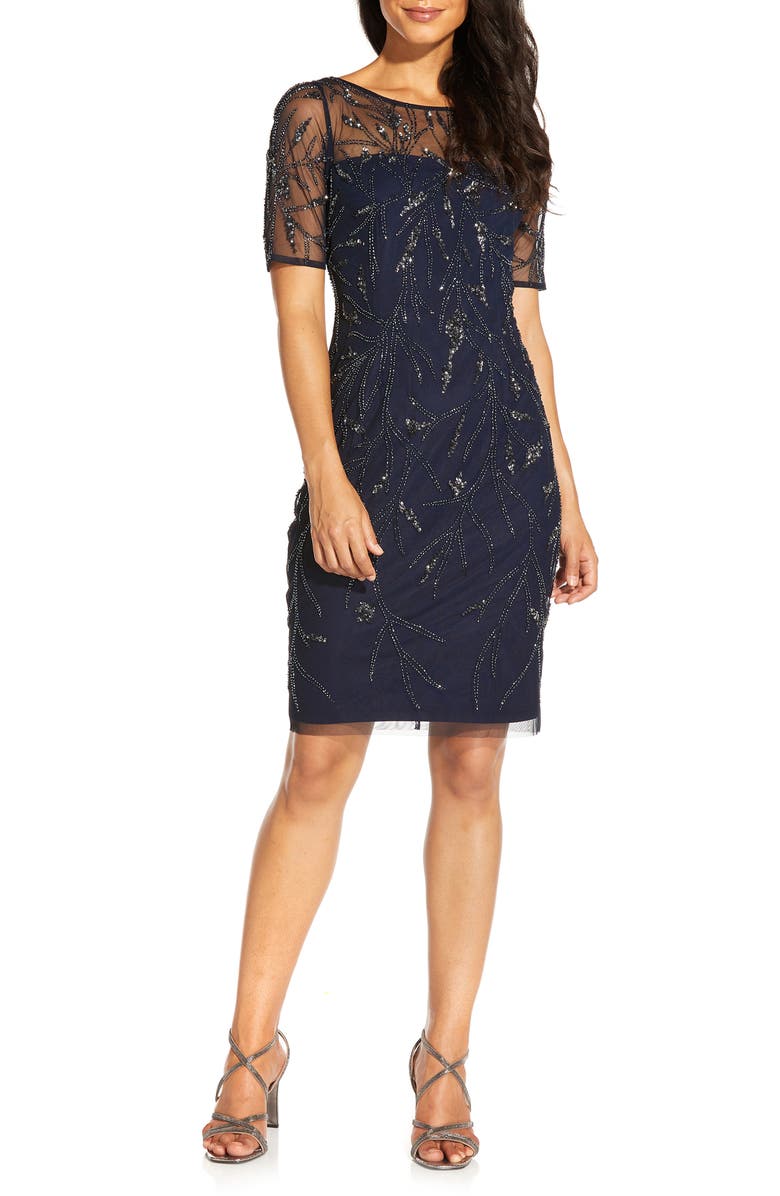 Adrianna Papell Beaded Cocktail Dress, Main, color,