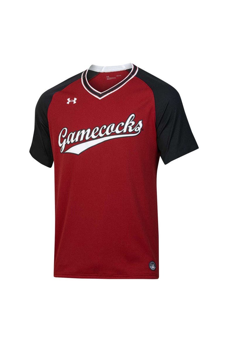 Men's Under Armour Garnet South Carolina Gamecocks Softball V-Neck Jersey, Alternate, color, Garnet