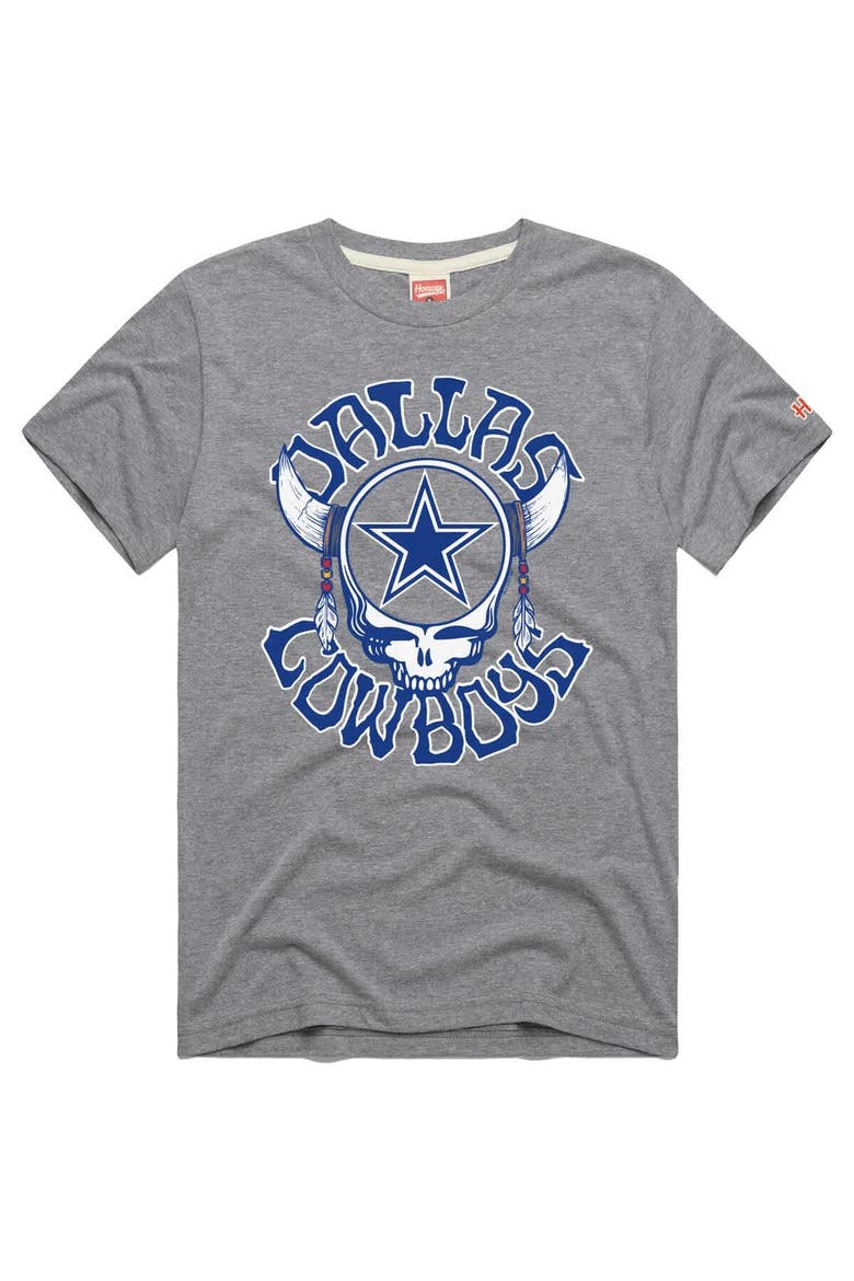 Men's Homage  Gray Dallas Cowboys NFL x Grateful Dead Tri-Blend T-Shirt, Alternate, color, Gray