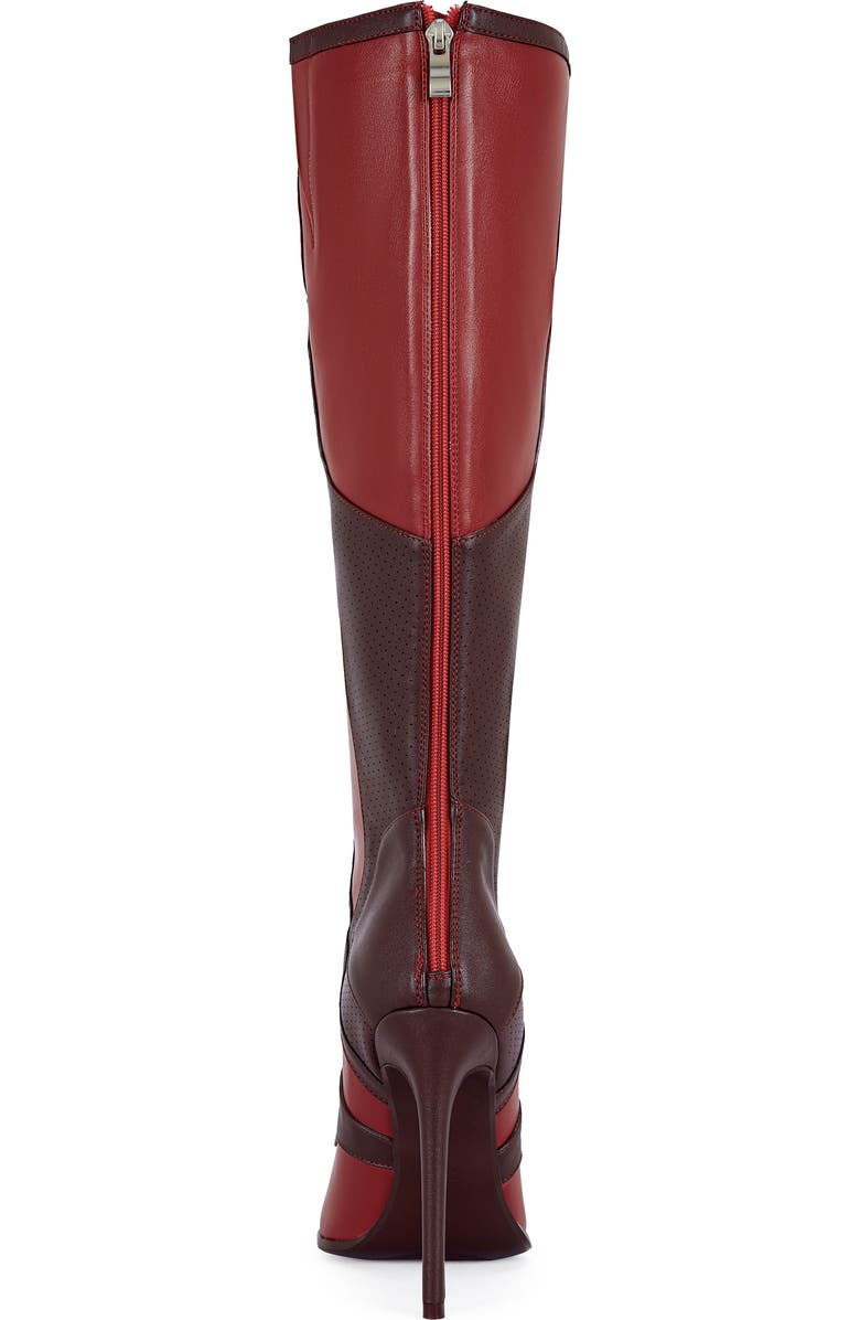 AZALEA WANG Rodrigo Patchwork Knee High Boot, Alternate, color, Red