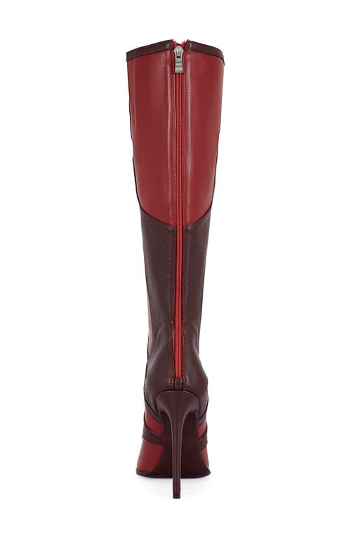 Azalea Wang Rodrigo Patchwork Knee High Boot In Red