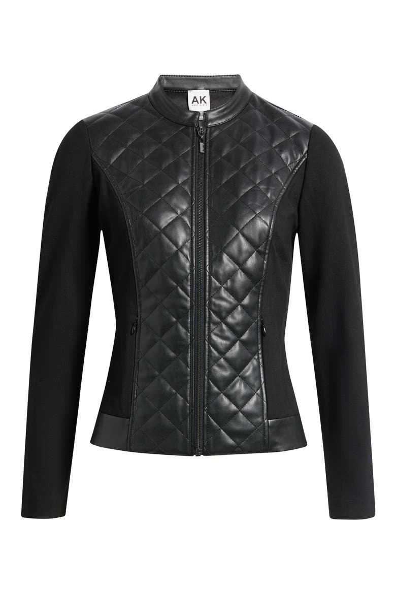 Quilted Faux Leather Moto Jacket, Alternate, color, ANNE BLACK