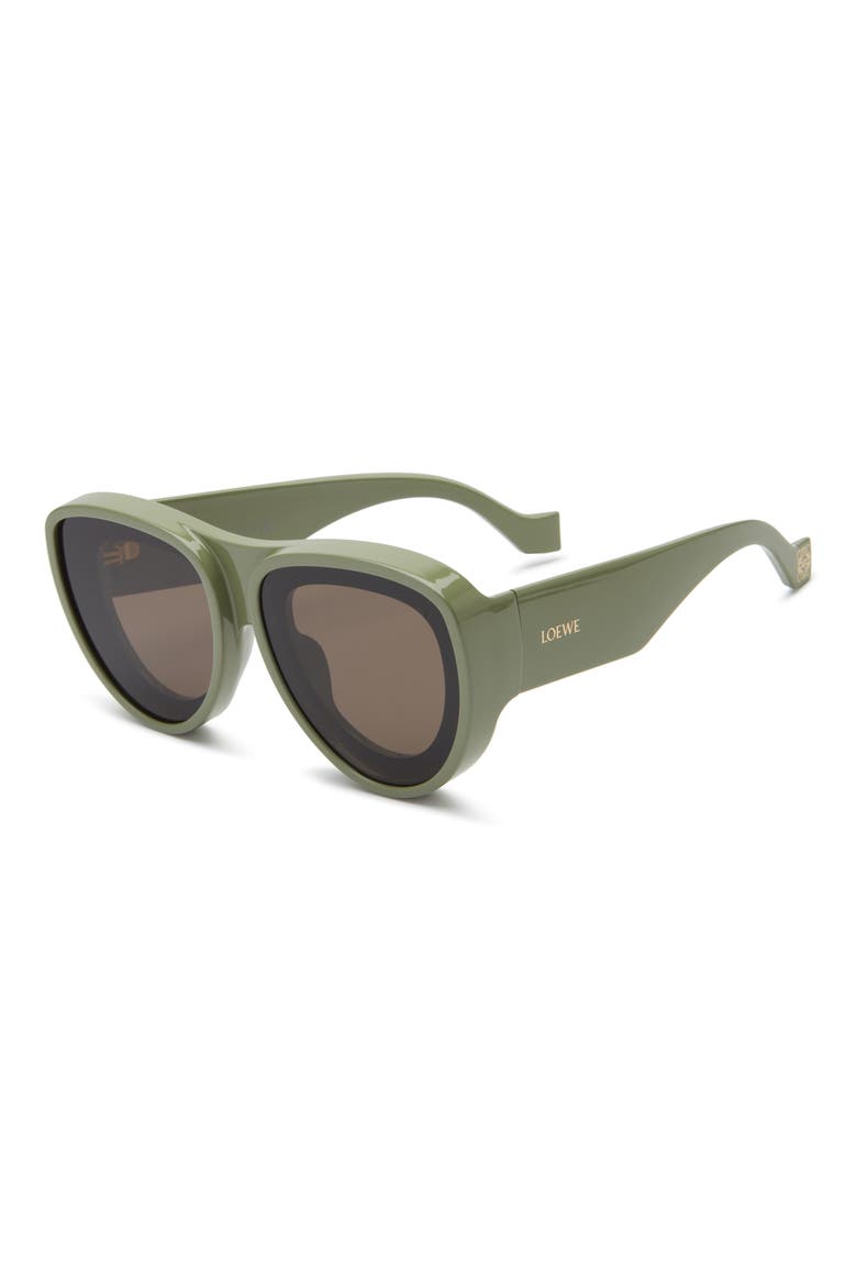 Signature Pilot Sunglasses, Alternate, color, SHINY DARK GREEN / BROWN