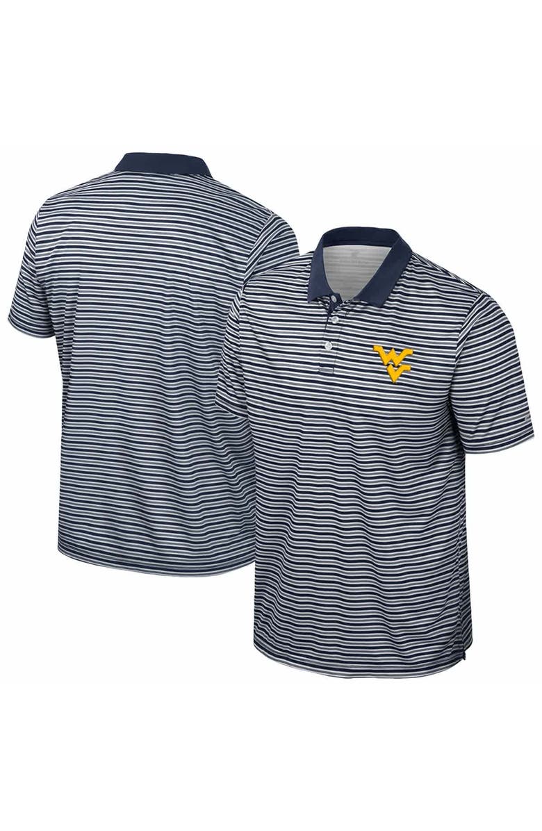 COLOSSEUM Men's Colosseum Navy West Virginia Mountaineers Striped Polo, Alternate, color, Navy