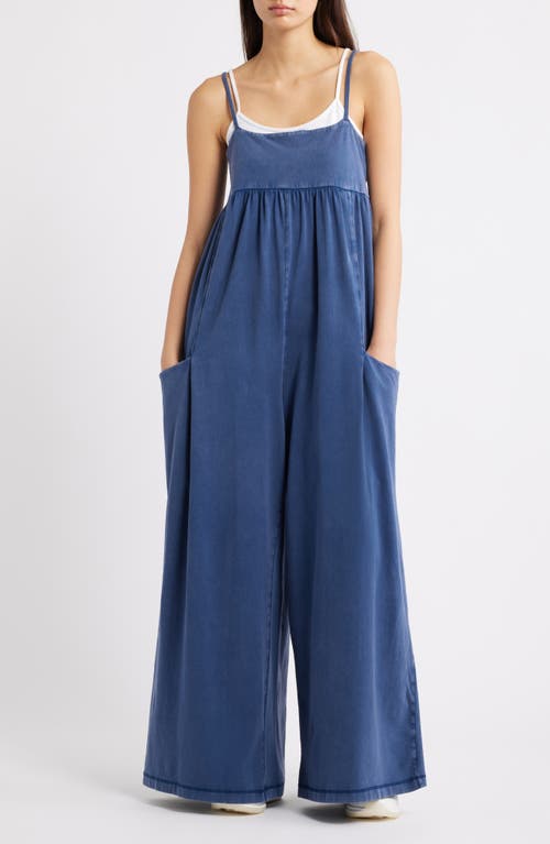 Free People Fp Movement Hot Shot Strappy Stretch Cotton Jumpsuit In Blue
