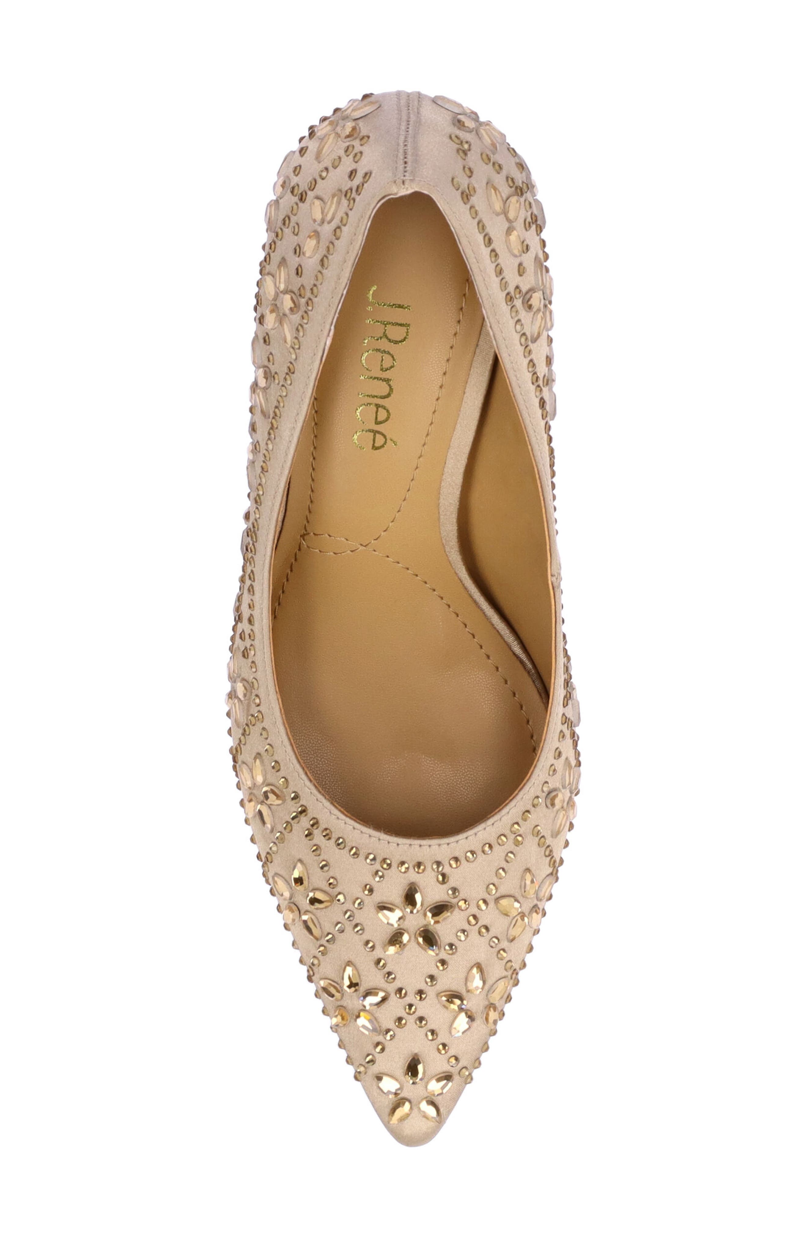 J. Reneé Barlow Embellished Pointed Toe Pump, Alternate, color, Beige
