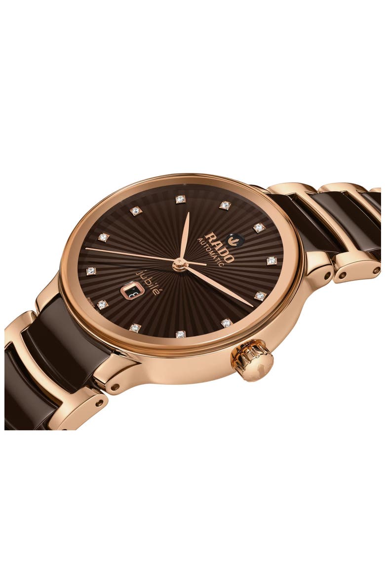 Centrix Automatic Diamond Bracelet Watch, 30.5mm, Alternate, color, BROWN