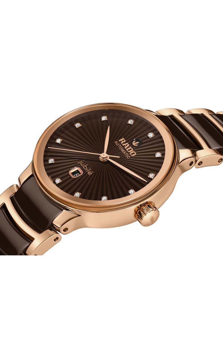 RADO Centrix Automatic Diamond Bracelet Watch, 30.5mm, Alternate, color, Brown