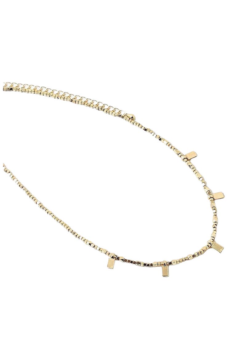 Tiny Beaded Rectangle Necklace, Alternate, color, Gold