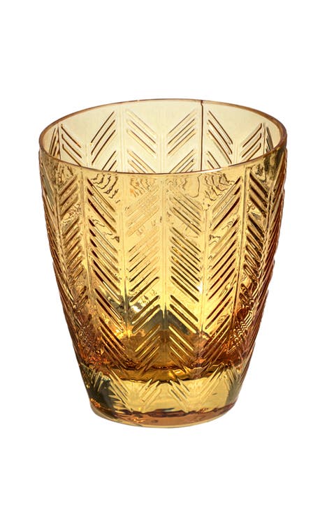 Wine Glasses ZIG ZAG Set of 6  Amber 9.8 oz, diam. 3.25", H 3.75"