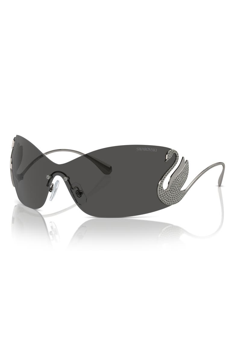 Swarovski 34mm Irregular Sunglasses, Alternate, color, Gunmetal